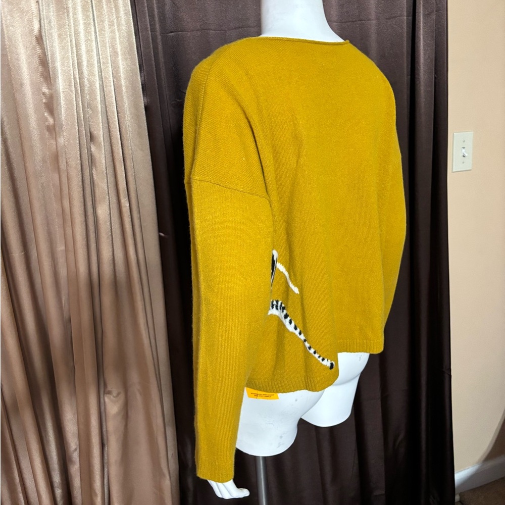 Anthropologie Maeve cashmere Mustard Zebra Sweater - Picture 7 of 11